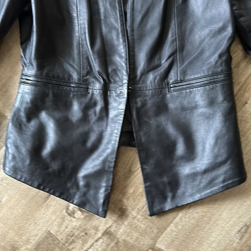 Cigno Nero 100% Leather Black Notched Lapel Jacket 40 - Picture 12 of 12